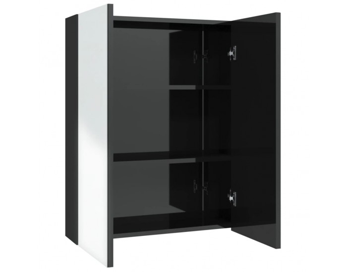 Sonata H Шкаф с огледало за баня, 60x15x75 см, МДФ, черен гланц