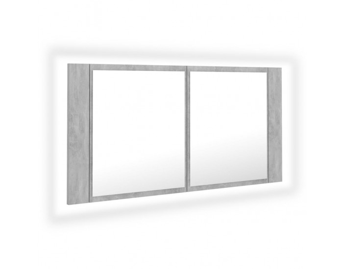 Sonata H LED шкаф с огледало за баня, бетонно сив, 90x12x45 см, акрил