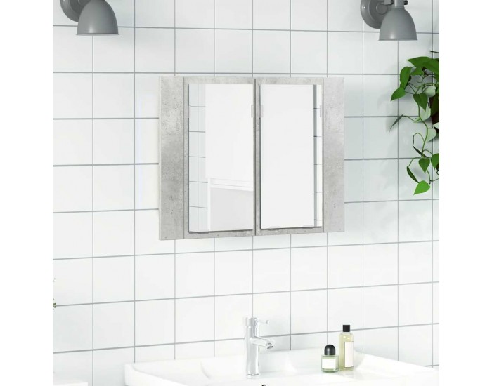 Sonata H LED шкаф с огледало за баня, бетонно сив, 60x12x45 см, акрил