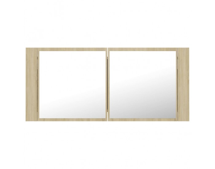 Sonata H Шкаф с LED огледало за баня, дъб сонома, 100x12x45 см, акрил
