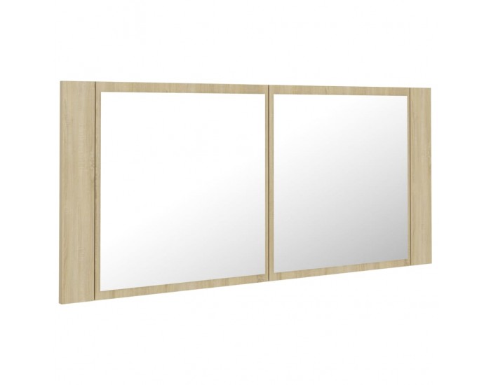 Sonata H Шкаф с LED огледало за баня, дъб сонома, 100x12x45 см, акрил