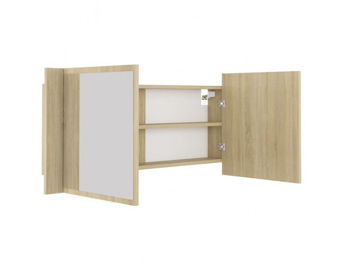 Sonata H Шкаф с LED огледало за баня, дъб сонома, 100x12x45 см, акрил