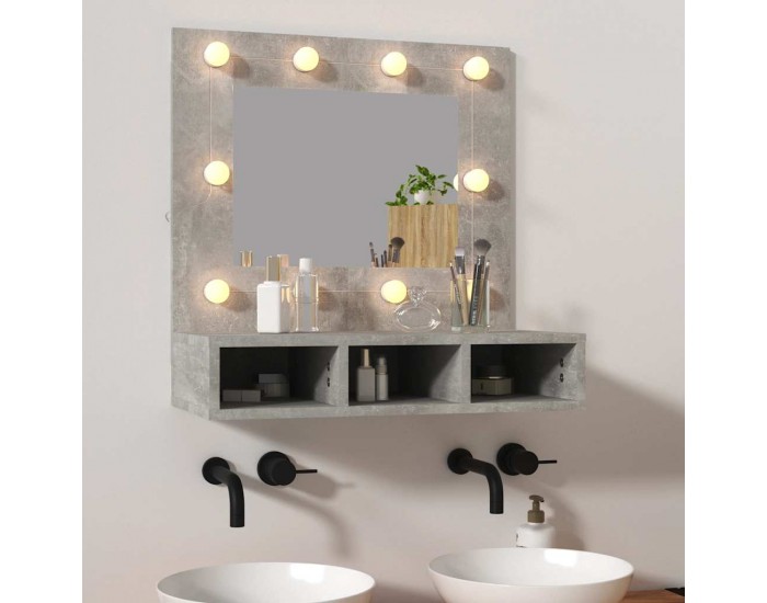 Sonata H Огледален шкаф с LED, бетонно сив, 60x31,5x62 см