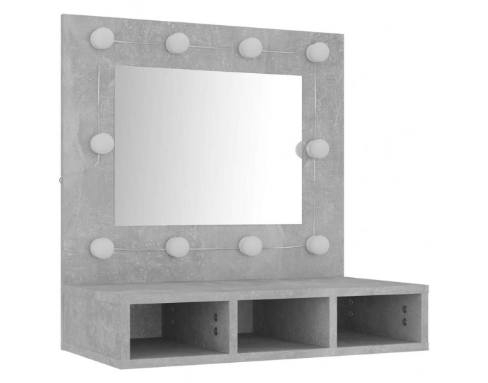 Sonata H Огледален шкаф с LED, бетонно сив, 60x31,5x62 см