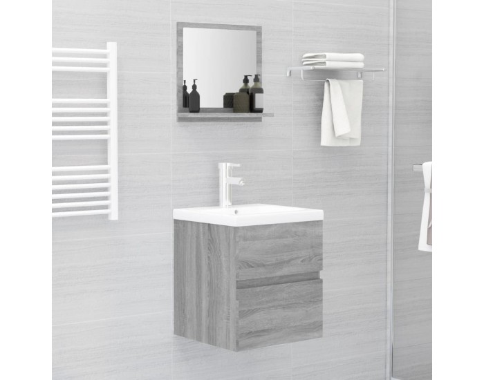 Sonata H Огледало за баня, сив сонома, 40x10,5x37 см, инженерно дърво