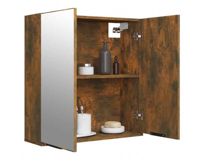 Sonata H Шкаф за баня с огледало, опушен дъб, 64x20x67 см