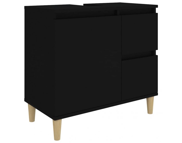 Sonata H Шкаф за баня, черен, 65x33x60 см, инженерно дърво