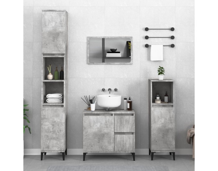 Sonata H Шкаф за баня, бетонно сив, 30x30x190 см, инженерно дърво