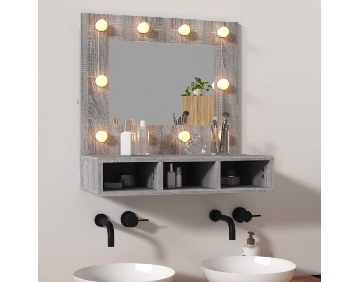 Sonata H Огледален шкаф с LED, Сив сонома, 60x31,5x62 см