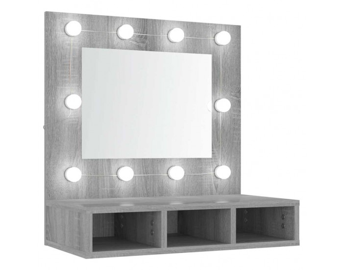 Sonata H Огледален шкаф с LED, Сив сонома, 60x31,5x62 см