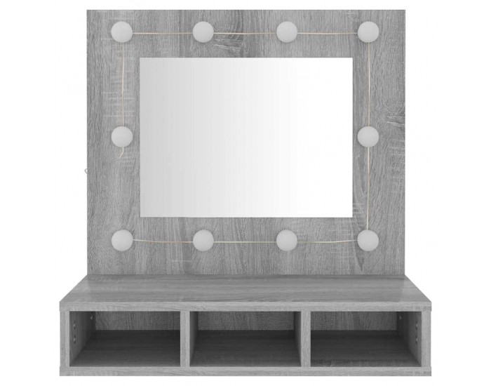 Sonata H Огледален шкаф с LED, Сив сонома, 60x31,5x62 см