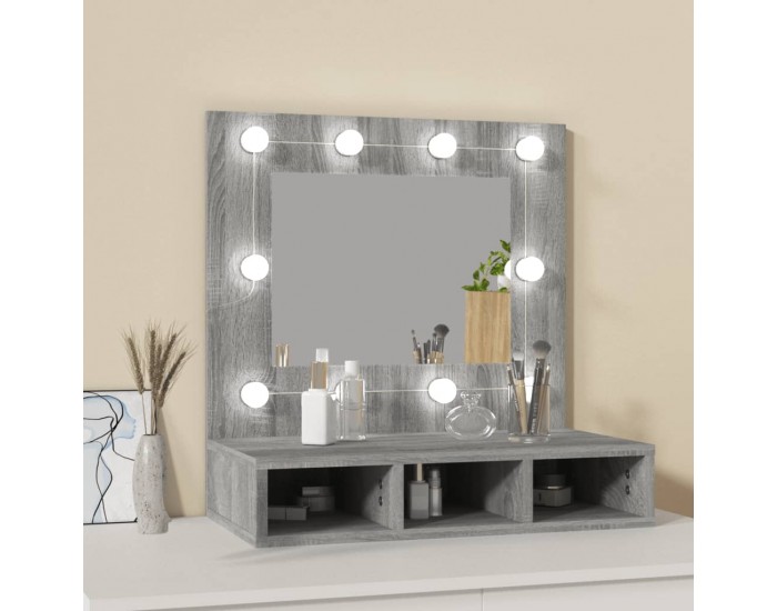 Sonata H Огледален шкаф с LED, Сив сонома, 60x31,5x62 см