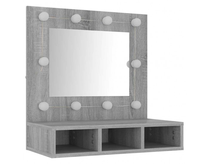 Sonata H Огледален шкаф с LED, Сив сонома, 60x31,5x62 см