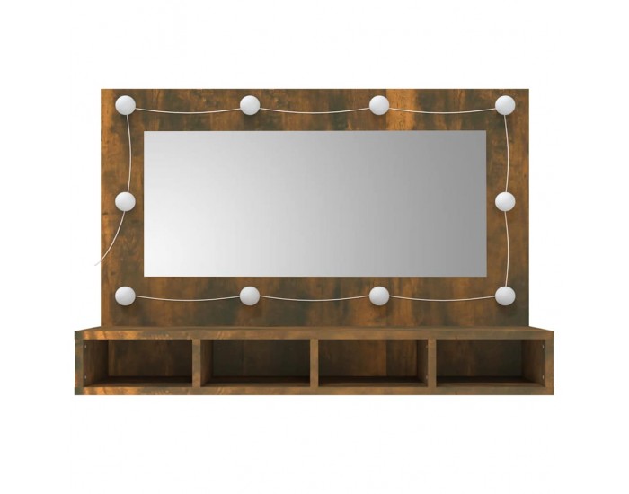 Sonata H Огледален шкаф с LED, опушен дъб, 90x31,5x62 см