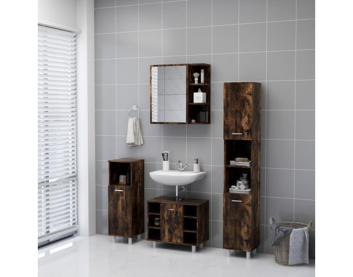 Sonata H Огледален шкаф баня опушен дъб 62,5x20,5x64 см инженерно дърво