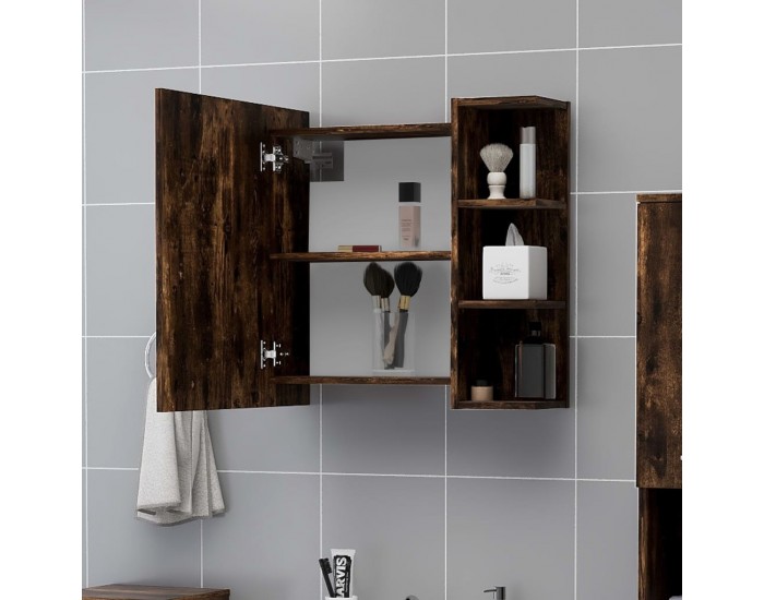 Sonata H Огледален шкаф баня опушен дъб 62,5x20,5x64 см инженерно дърво