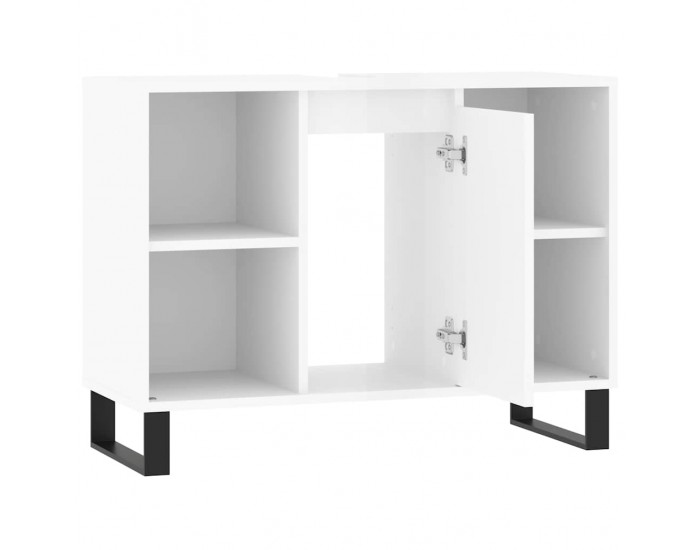 Sonata H Шкаф за баня, бял гланц, 80x33x60 см, инженерно дърво