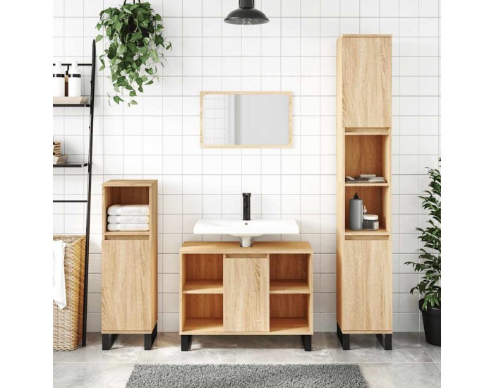 Sonata H Шкаф за баня, дъб сонома, 80x33x60 см, инженерно дърво