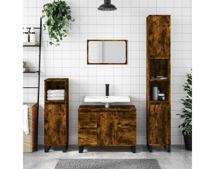 Sonata H Шкаф за баня, опушен дъб, 80x33x60 см, инженерно дърво