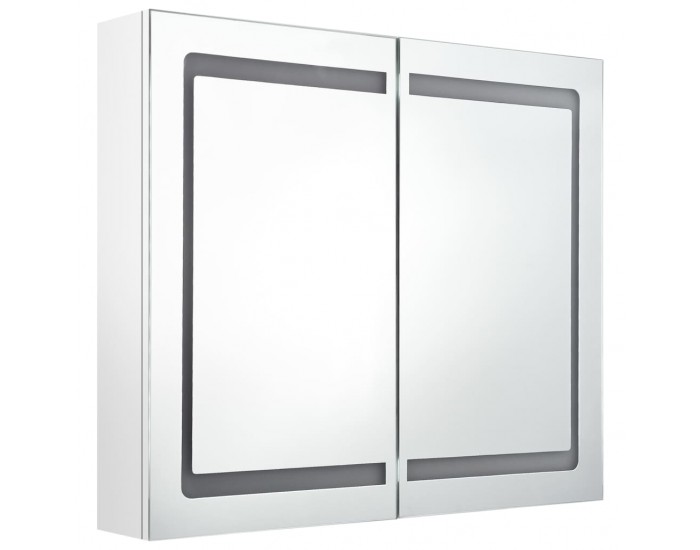 Sonata H LED шкаф с огледало за баня, сияйно бяло, 80x12x68 см