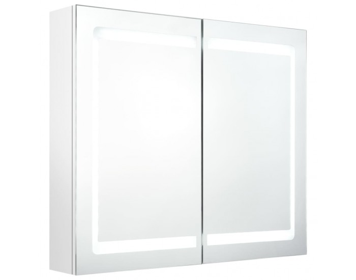 Sonata H LED шкаф с огледало за баня, сияйно бяло, 80x12x68 см