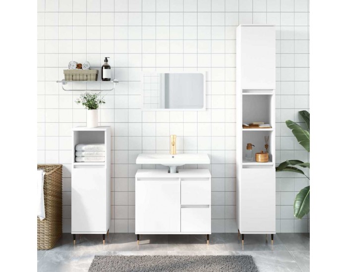 Sonata H Шкаф за баня, бял, 65x33x60 см, инженерно дърво