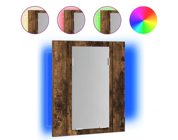 Sonata H LED шкаф за баня огледало опушен дъб 40x12x45см инженерно дърво