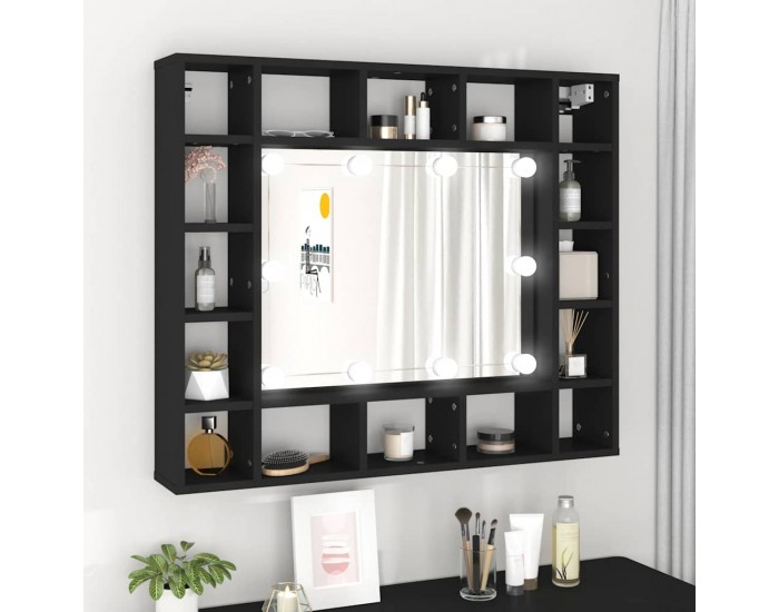 Sonata H LED огледален шкаф, черен, 91x15x76,5 см