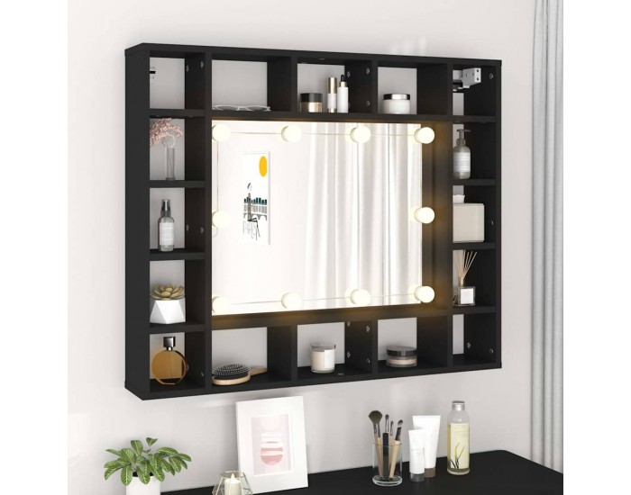 Sonata H LED огледален шкаф, черен, 91x15x76,5 см