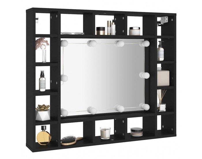 Sonata H LED огледален шкаф, черен, 91x15x76,5 см