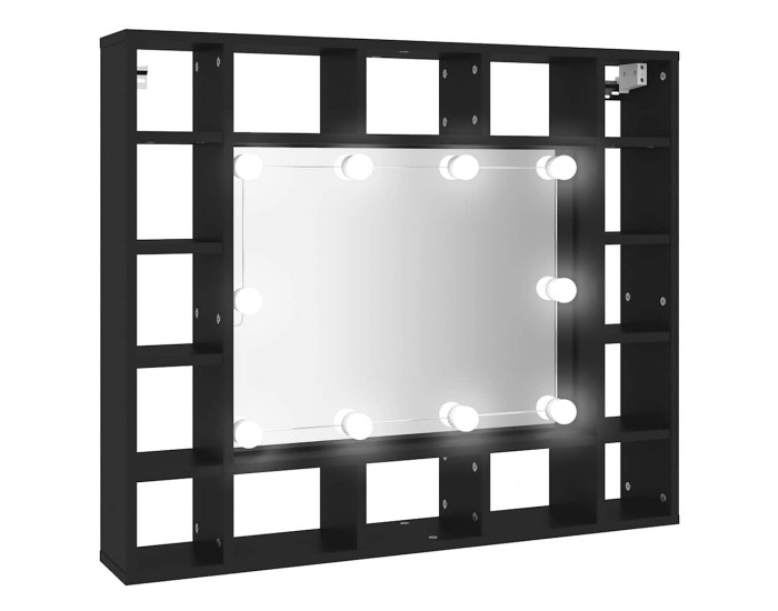 Sonata H LED огледален шкаф, черен, 91x15x76,5 см