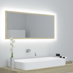 Sonata H LED огледало за баня, дъб сонома, 100x8,5x37 см, акрил - Шкафове за баня