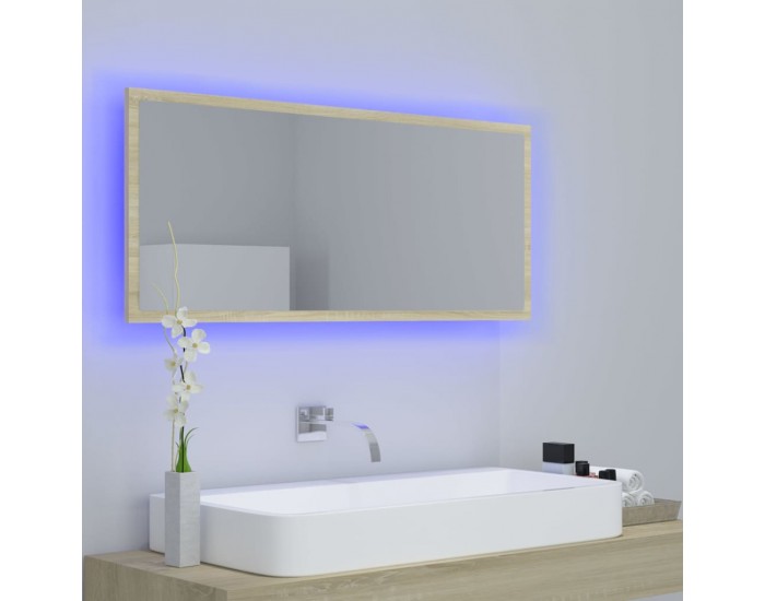 Sonata H LED огледало за баня, дъб сонома, 100x8,5x37 см, акрил