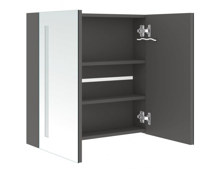 Sonata H LED шкаф с огледало за баня, сив, 62x14x60 см