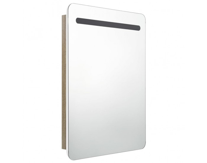 Sonata H LED шкаф с огледало за баня, бяло и цвят дъб, 60x11x80 см