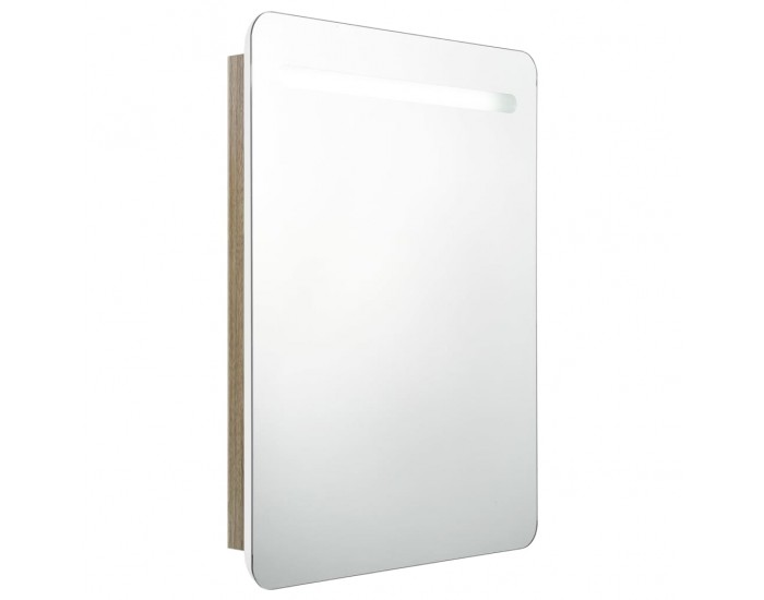 Sonata H LED шкаф с огледало за баня, бяло и цвят дъб, 60x11x80 см