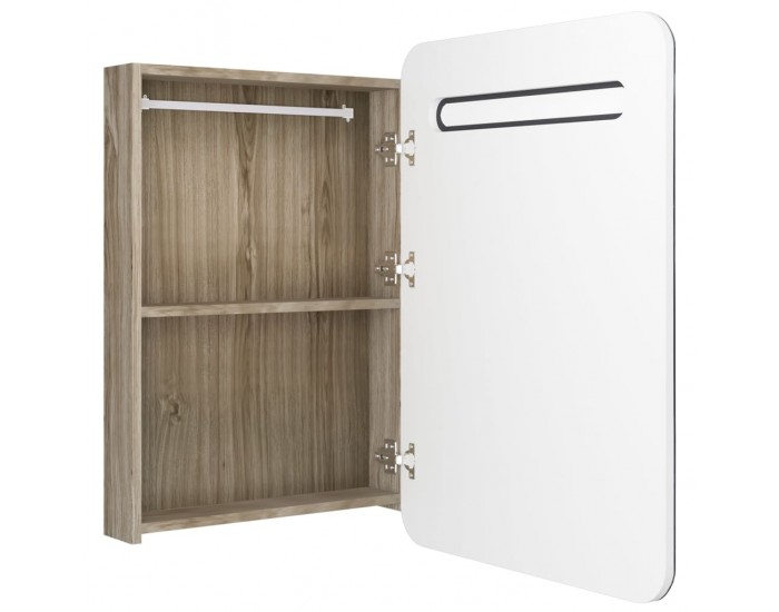 Sonata H LED шкаф с огледало за баня, бяло и цвят дъб, 60x11x80 см