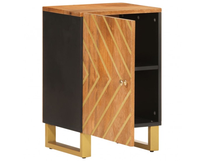 Sonata H Шкаф за баня, кафяво и черно, 38x33,5x58 см, манго масив