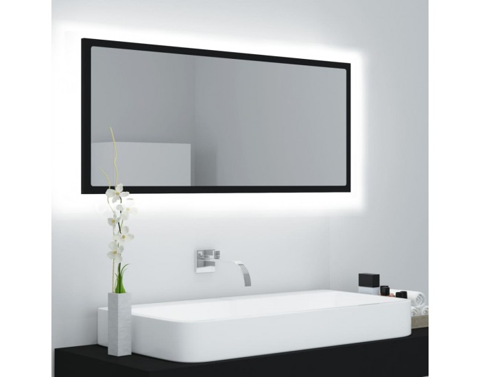 Sonata H LED огледало за баня, черно, 100x8,5x37 см, акрил