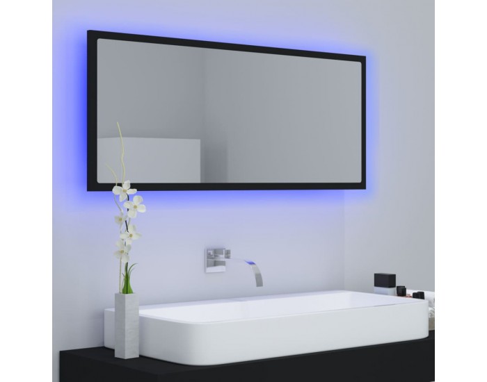 Sonata H LED огледало за баня, черно, 100x8,5x37 см, акрил