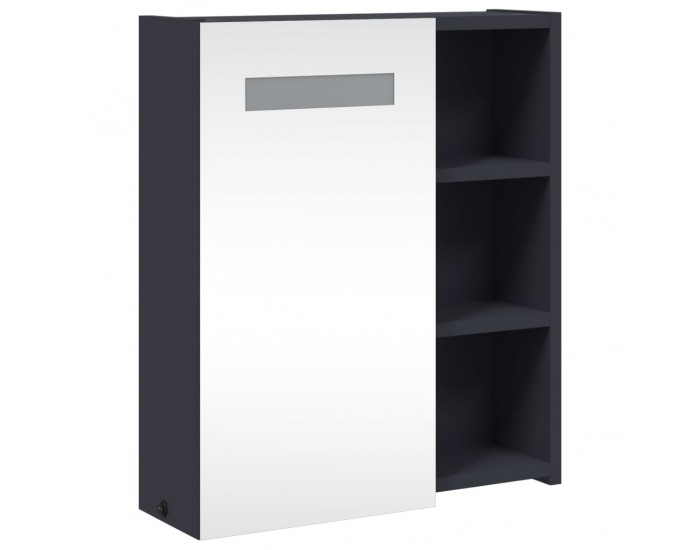 Sonata H Огледален шкаф за баня с LED светлина сив 45x13x52 см