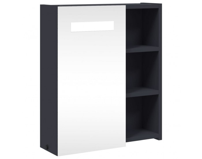 Sonata H Огледален шкаф за баня с LED светлина сив 45x13x52 см