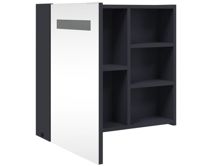 Sonata H Огледален шкаф за баня с LED светлина сив 60x13x52 см