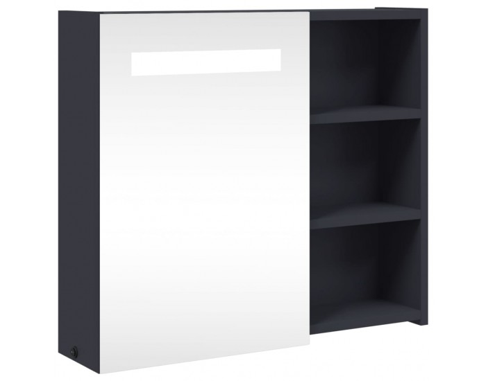 Sonata H Огледален шкаф за баня с LED светлина сив 60x13x52 см