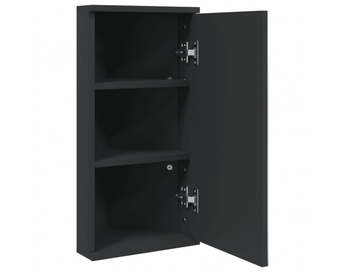 Sonata H Ъглов шкаф с огледало за баня, черен, 30x24x60 см