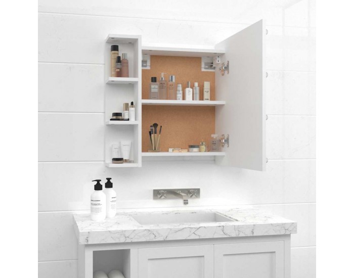 Sonata H Огледален шкаф с LED, бял, 70x16,5x60 см