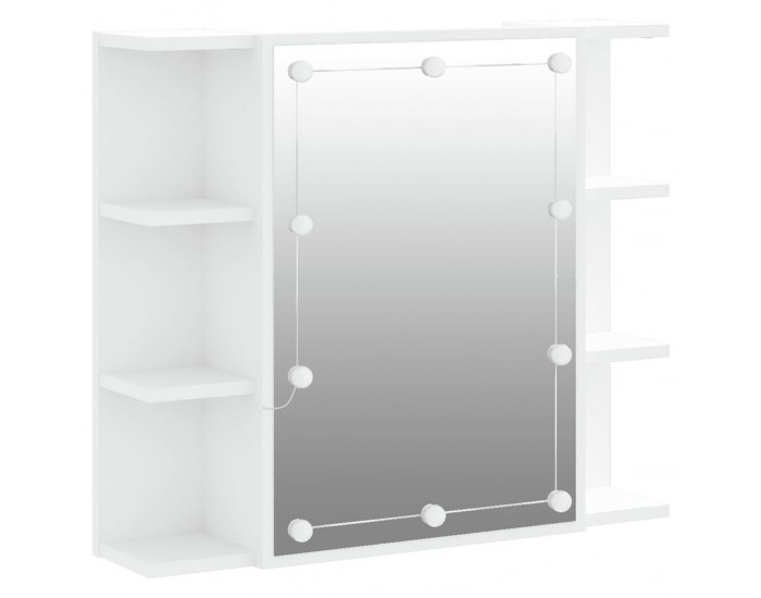 Sonata H Огледален шкаф с LED, бял, 70x16,5x60 см