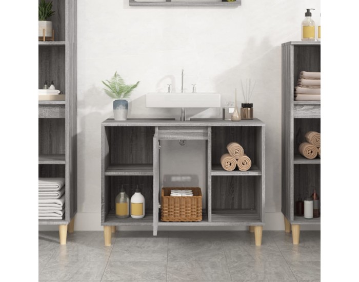 Sonata H Шкаф за мивка, сив сонома, 80x33x60 см, инженерно дърво