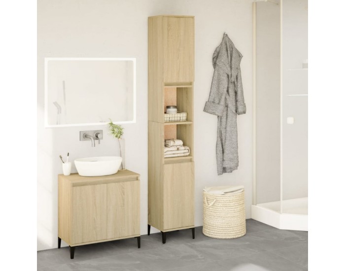 Sonata H Шкаф за баня, сонома дъб, 30x30x190 см, инженерно дърво