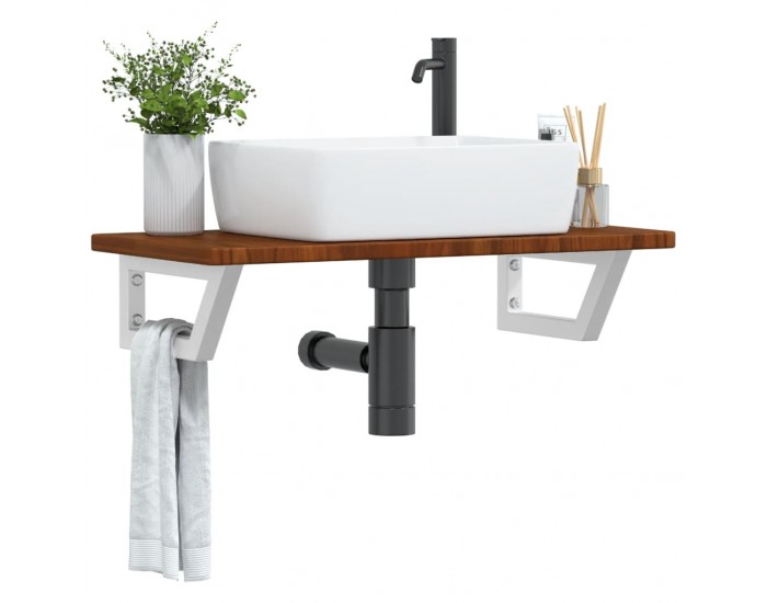 Sonata H Стенен рафт за мивка, стомана и масивно дърво дъб